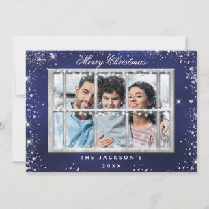 Invitation Parties scintillant en argent bleu fenêtre photo C