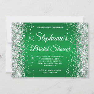 Invitation Parties scintillant en argent brillant vert Ombre 