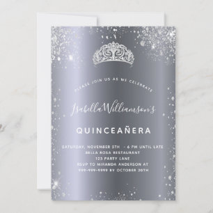 Invitation Parties scintillant en argent de Quinceanera couro