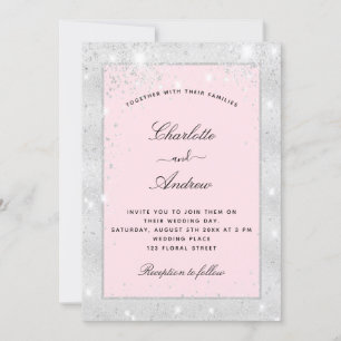 Invitation parties scintillant en argent mariage
