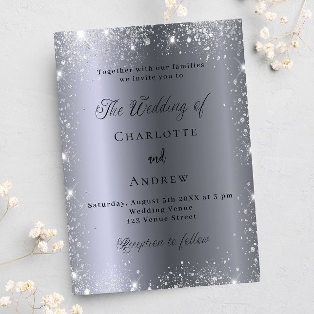 Invitation Parties scintillant en argent mariage élégant form (Créateur téléchargé)