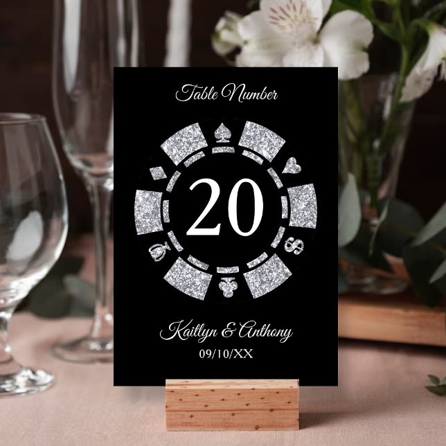Invitation Parties scintillant en argent Monogram Poker Chip  (Créateur téléchargé)