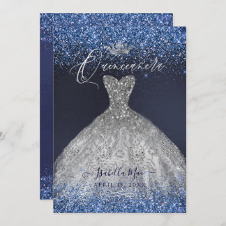 Invitation Parties scintillant en argent Quinceanera