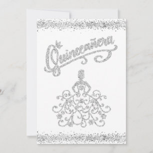 Invitation Parties scintillant en argent Quinceañera 15 Invit