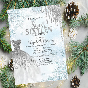Invitation Parties scintillant en argent, Robe Snowflakes Swe