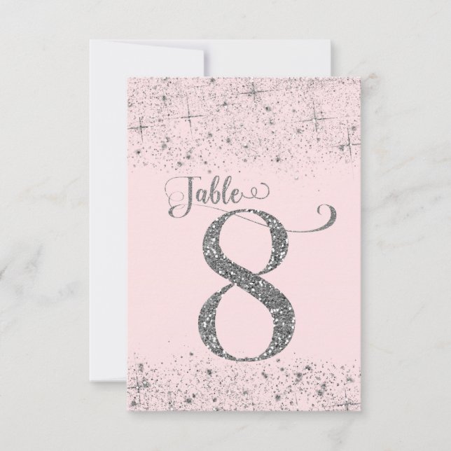 Invitation Parties scintillant en argent rose vif Numéro de t (Devant)