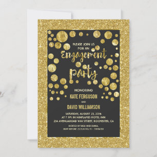 Invitation parties scintillant en faux or et fiançailles de c