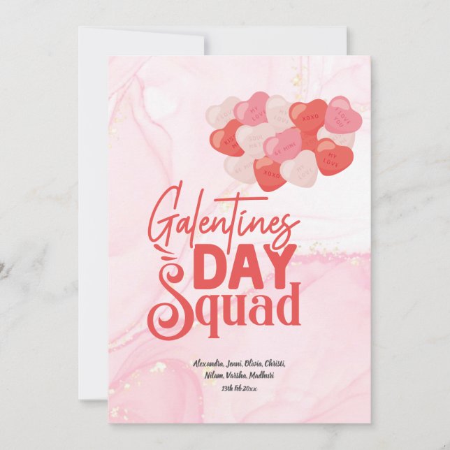 Invitation Parties scintillant en marbre rose mignonne Saint- (Devant)