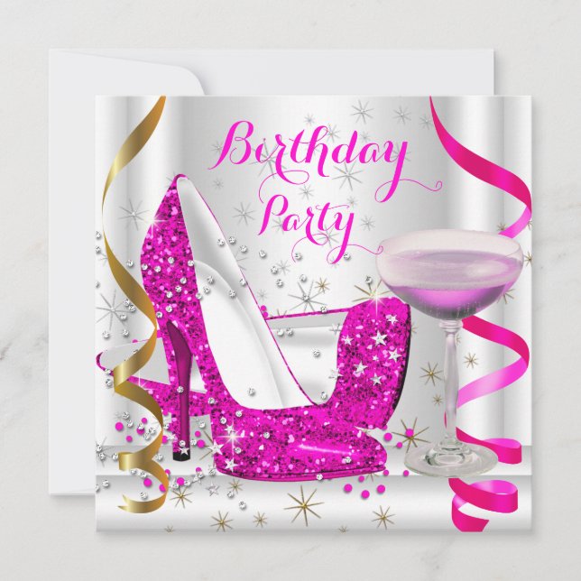 Invitation Parties scintillant en or blanc rose chaud High He (Devant)