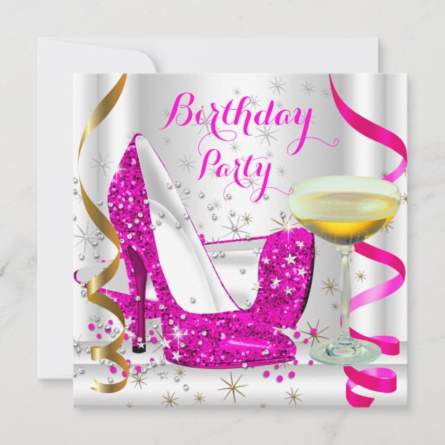 Invitation Parties scintillant en or blanc rose chaud talons  (Devant)
