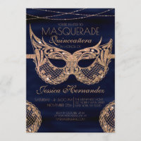 Parties scintillant en or bleu marine Masquerade Q