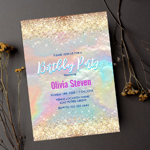 Invitation Parties scintillant en or irisé