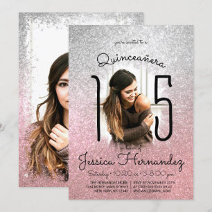 Invitation Parties scintillant en or Rose argent Ombre Photo