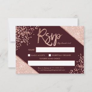 Invitation parties scintillant en or rose confetti burgundy r