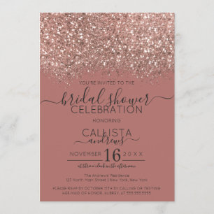Invitation Parties scintillant en or rose Confetti Fête des m