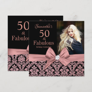 Invitation Parties scintillant en or rose damask 50e annivers