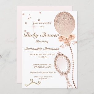 Invitation Parties scintillant en or Rose de diamant de fille