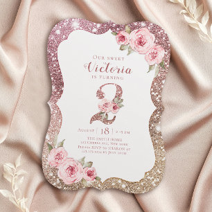 Invitation Parties scintillant en or rose étincelante et 2ème