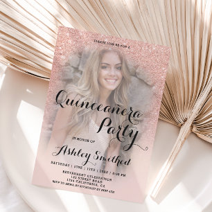 Invitation Parties scintillant en or rose moderne à l'ombre p