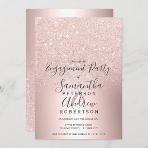 Invitation parties scintillant en or rose ombre fiançailles e