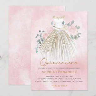 Invitation Parties scintillant en or rose pâle Robe Florale Q