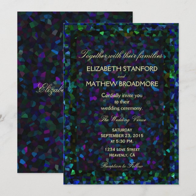 Invitation Parties scintillant en verre tendu (Devant / Derrière)