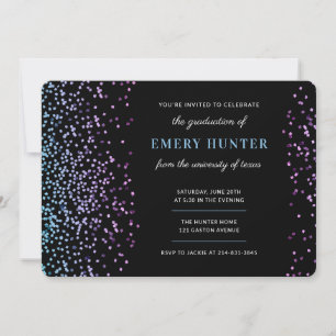 Invitation Parties scintillant éparse Bleu et pourpre Graduat