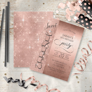 Invitation Parties scintillant et brillant Sweet 16 Rose Gold