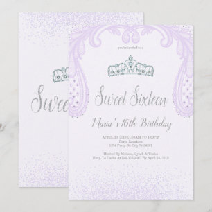 Invitation Parties scintillant et dentelle violettes, sucré 1