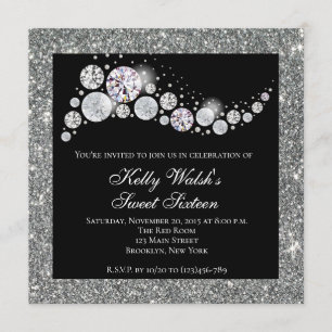 Invitation Parties scintillant et Glam Diamond Sweet 16 Invit