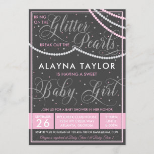 Invitation Parties scintillant et perles Baby shower Invitati