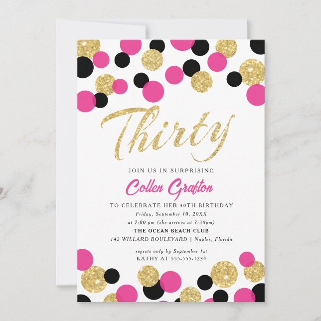Invitation Parties scintillant étincelante Confetti | 30e ann (Devant)