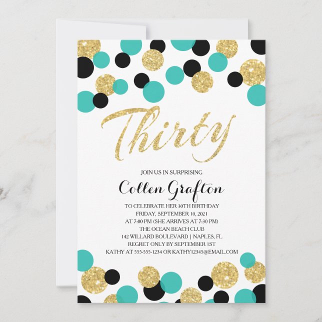 Invitation Parties scintillant étincelante Confetti | 30e ann (Devant)