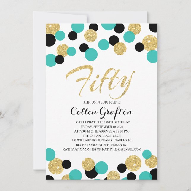 Invitation Parties scintillant étincelante Confetti | Anniver (Devant)