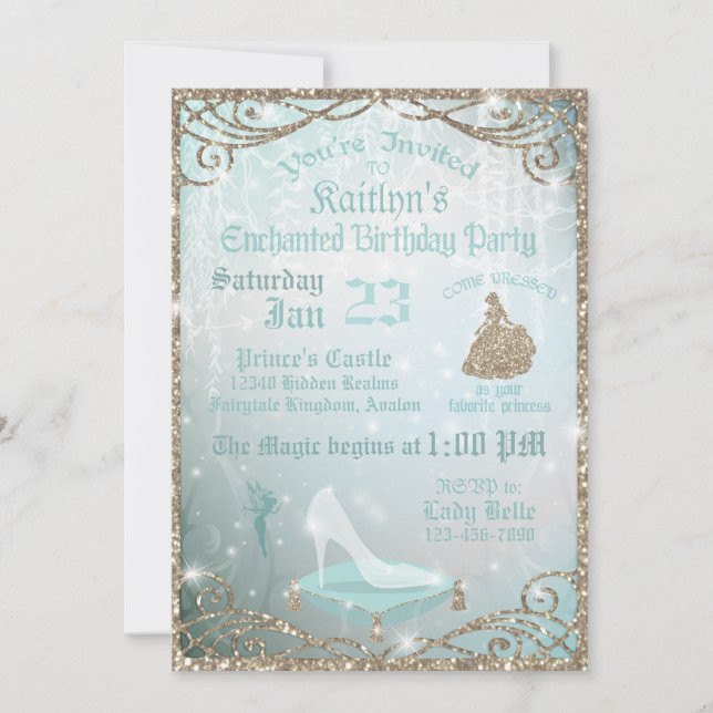 Invitation Parties scintillant étincelle Cendrillon en verre  (Devant)