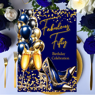 Invitation Parties scintillant fabuleuse Royal Blue Gold talo