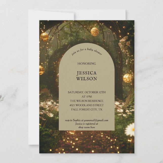 Invitation Parties scintillant Fairy Tale Enchanted Forest Ba (Devant)