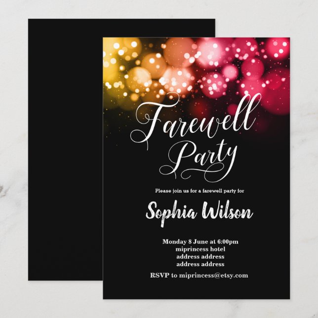 invitation parties scintillant Farewell Party (Devant / Derrière)