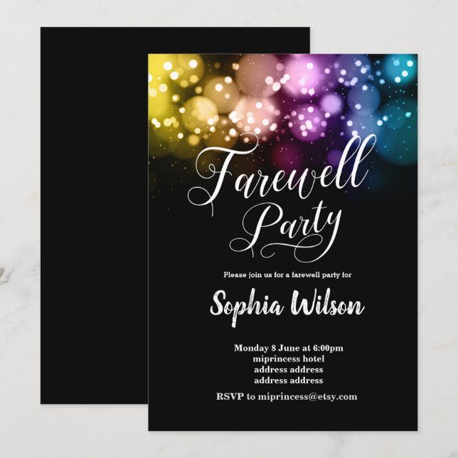 invitation parties scintillant Farewell Party (Devant / Derrière)