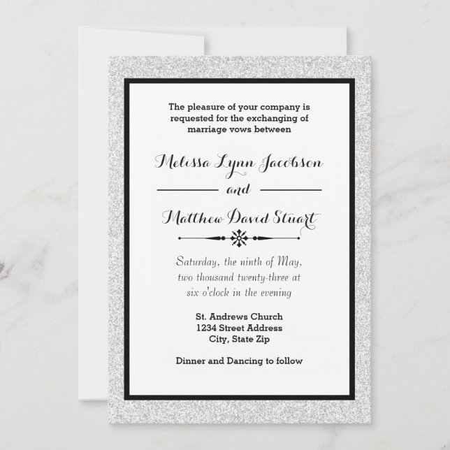 Invitation Parties scintillant Faux et cadre noir - Faire-par (Devant)