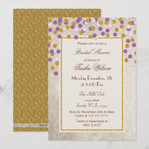 Invitation PARTIES SCINTILLANT FAUX violet Fête des mariées d