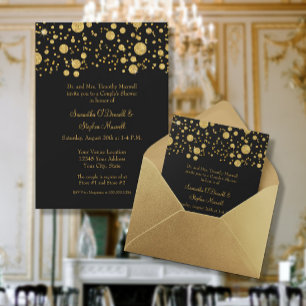 Invitation Parties scintillant Feuille d'or Confetti Dots Cou
