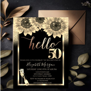 Invitation Parties scintillant, Fleurs de soleil, Noir de ver
