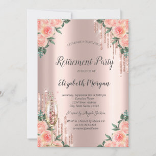 Invitation Parties scintillant, Fleurs, Rose de verre Retrait