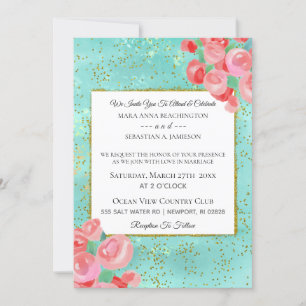 Invitation *~* Parties scintillant Florale Abstraite moderne