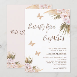 Invitation Parties scintillant florale Boho papillon Baisers