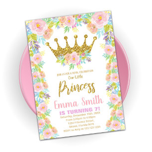 Invitation Parties scintillant Florale Couronne princesse Ann