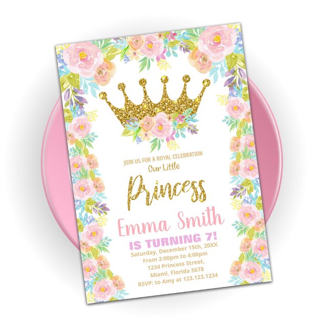 Invitation Parties scintillant Florale Couronne princesse Ann (Créateur téléchargé)