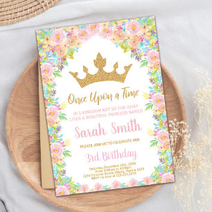 Invitation Parties scintillant Florale Couronne princesse Ann