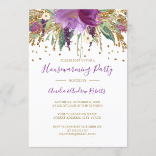 Invitation Parties scintillant Florale Étincelle Améthyste Ré